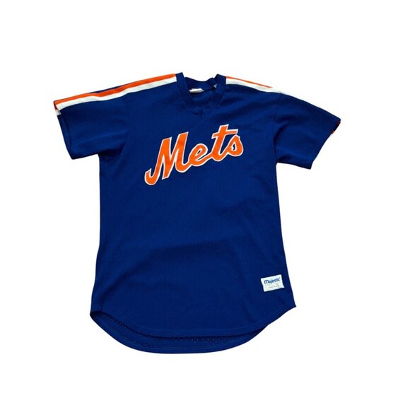 Vintage 1980's Majestic New York Mets Blue Mesh Batting Practice Jersey Men's M - Picture 1 of 7